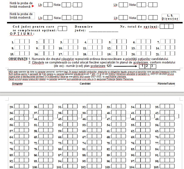 Cum Arata Si Cum Se Completeaza Fisa De Inscriere La Liceu Pentru Anul Scolar 2021 2022 Vremea Noua Liderul Presei Vasluiene